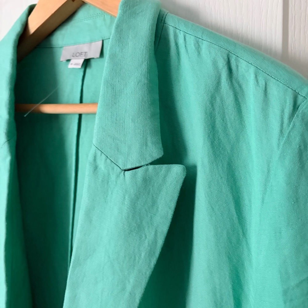 NWOT LOFT Mint Green One Button Open Long Blazer, XL - Picture 7 of 16